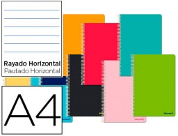 Cuaderno espiral Liderpapel Jolly A4 tapa extradura 80h 75g micro horizontal colores surtidos